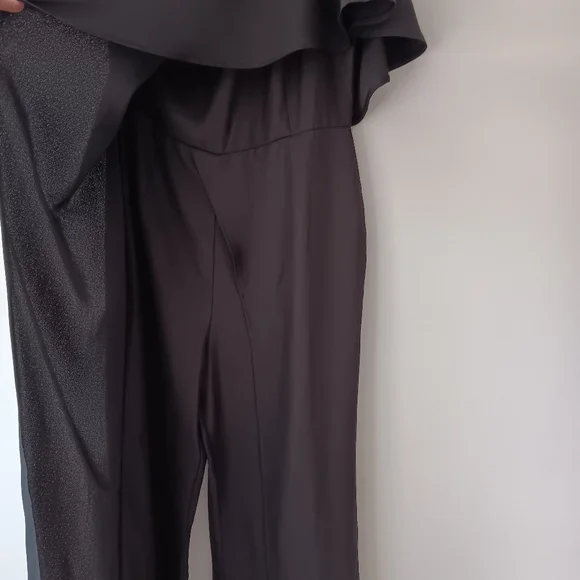 Venus One-Shoulder Draped Front Black Special Occasion Jumpsuit, Women's 10 - Picture 4 of 13